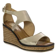 Espadryle damskie - Maciejka Sandały espadryle damskie na koturnie złote-36 - miniaturka - grafika 1