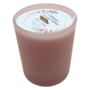 Świeca Sojowa różowy mat ręcznie robiona 230ml Drzewo Tekowe & Mahoń - Świece - miniaturka - grafika 1