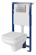 Stelaże i zestawy podtynkowe do WC - Zestaw Cersanit Colour SET B623 miska WC CleanOn wisząca z deską wolnoopadającą Slim i stelaż podtynkowy Tech Line Opti  z przyciskiem - miniaturka - grafika 1