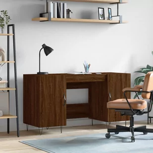 ﻿Biurko, brązowy dąb, 140x50x75 cm, materiał drewnopochodny - Biurka dla dzieci - miniaturka - grafika 1