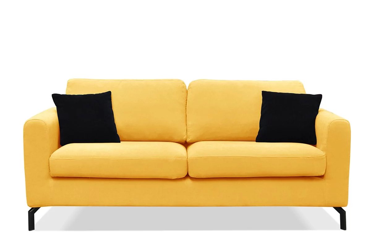 Sofa 3 z pokrowcem KAPI *żółty, 190x85x88, tkanina/metal/drewno