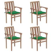 Fotele i krzesła ogrodowe - vidaXL Lumarko Sztaplowane krzesła ogrodowe z poduszkami, 4 szt., tekowe! 3073384 - miniaturka - grafika 1