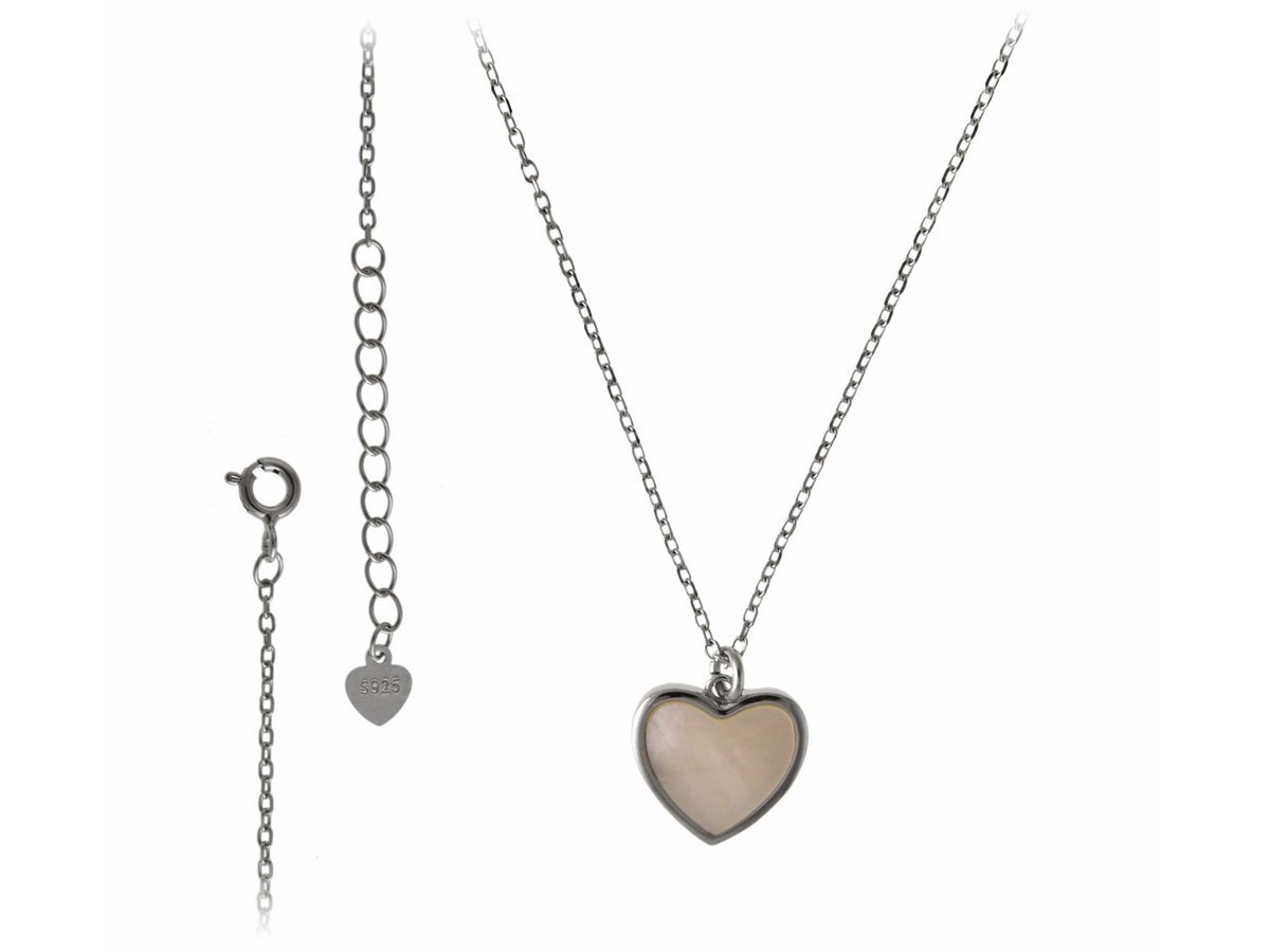 Naszyjnik srebrny Serce z masą perłową