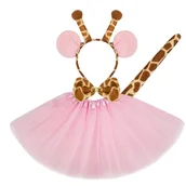 Dodatki do strojów karnawałowych - Strój Żyrafa Spódnica 30Cm Opaska Ogon 90-120Cm Różowa Melman - miniaturka - grafika 1