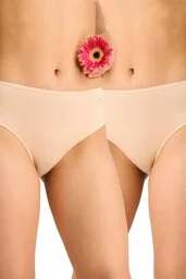 Figi damskie bawełniane (2pack) klasyczne gładkie o pełnym tyle beż LPC 185 Key - Majtki damskie - miniaturka - grafika 1