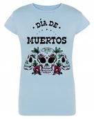 Koszulki i topy damskie - T-Shirt damski nadruk kolorowe CZASZKI r.XXL - miniaturka - grafika 1