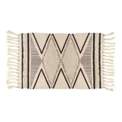 Dywaniki łazienkowe - Dywanik Boho 60 x 90 cm geometryczny czarno-beżowy - miniaturka - grafika 1