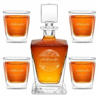 Karafki - Karafka do whisky pyramid z 4 szklankami capitol i grawerem - miniaturka - grafika 1