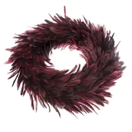 Ozdoby bożonarodzeniowe - Wianek z puchatych piór, średnica 30 cm, winowy - miniaturka - grafika 1
