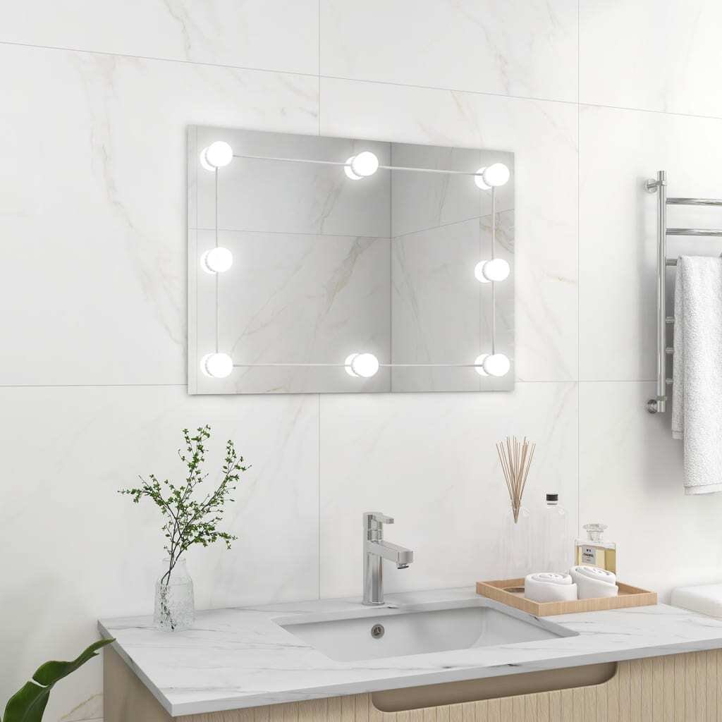 vidaXL Lustro ścienne bez ramy z oświetleniem LED prostokątne szkło - Lustro ścienne z oświetleniem LED - Lustro ścienne z oświetleniem LED - Lustro ścienne - Lustro do sypialni