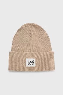 Czapki męskie - Lee czapka kolor beżowy z cienkiej dzianiny - grafika 1
