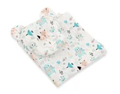 Kołdry i poduszki dla dzieci - Kołderka Z Wypełnieniem I Poduszka Profilowana Miś - Zestaw 2Cz. - Misie Niebieskie - miniaturka - grafika 1