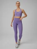 Legginsy - 4F Legginsy treningowe szybkoschnące damskie - fioletowe XS - miniaturka - grafika 1