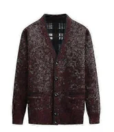 Swetry męskie - Sweter męski Cardigan Gruby ciepły sweter l wine red - miniaturka - grafika 1