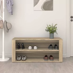 Półka na buty, dąb sonoma, 100x35x45cm, materiał drewnopochodny - Szafki na buty - miniaturka - grafika 4