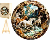Puzzle - PUZZLE DREWNIANE DUŻE 300 ELEMENTÓW GALOPUJĄCE KONIE 3D DREWNIANE PUDEŁKO - miniaturka - grafika 1