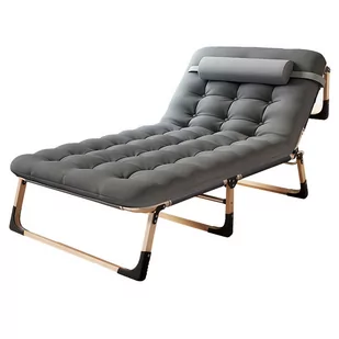 Składane łóżko turystyczne BIZNESOWE, polowe, kanadyjka PREMIUM 75 cm - kolor szary 2 - Leżaki ogrodowe - miniaturka - grafika 1