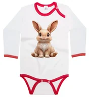 Body dla niemowląt - Body dziecięce Słodki Wesoły Beżowy Królik Zając Króliczek Zajączek 98/104 - miniaturka - grafika 1