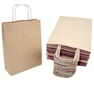 TORBA TOREBKA PAPIEROWA SZARA KLOCKOWA KRAFT 24x11x32 cm 25 sztuk 90g/m2 - Akcesoria do pakowania - miniaturka - grafika 1