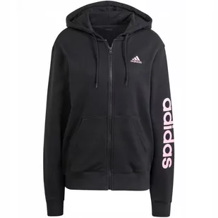 Bluza damska adidas Essentials Linear Full-Zip French Terry Hoodie czarna I - Bluzy damskie - miniaturka - grafika 1