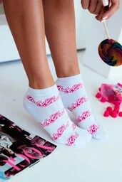 Stopki damskie w najmodniejszych kolorach różu i bieli Baby Girl Milena - Skarpetki damskie - miniaturka - grafika 1