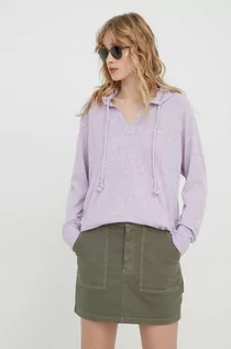 Bluzy damskie - Roxy bluza damska kolor fioletowy z kapturem melanżowa - grafika 1