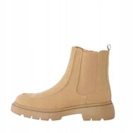 Botki damskie - ANNA FIELD BEŻOWE BOTKI ZAMSZOWE ZA KOSTKĘ Z PODESZWĄ KLOCEK 39 T_A - miniaturka - grafika 1