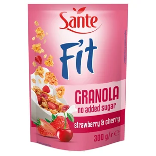 Sante Fit Granola malinowo-truskawkowa bez cukru 300g - - Płatki śniadaniowe i musli - miniaturka - grafika 1