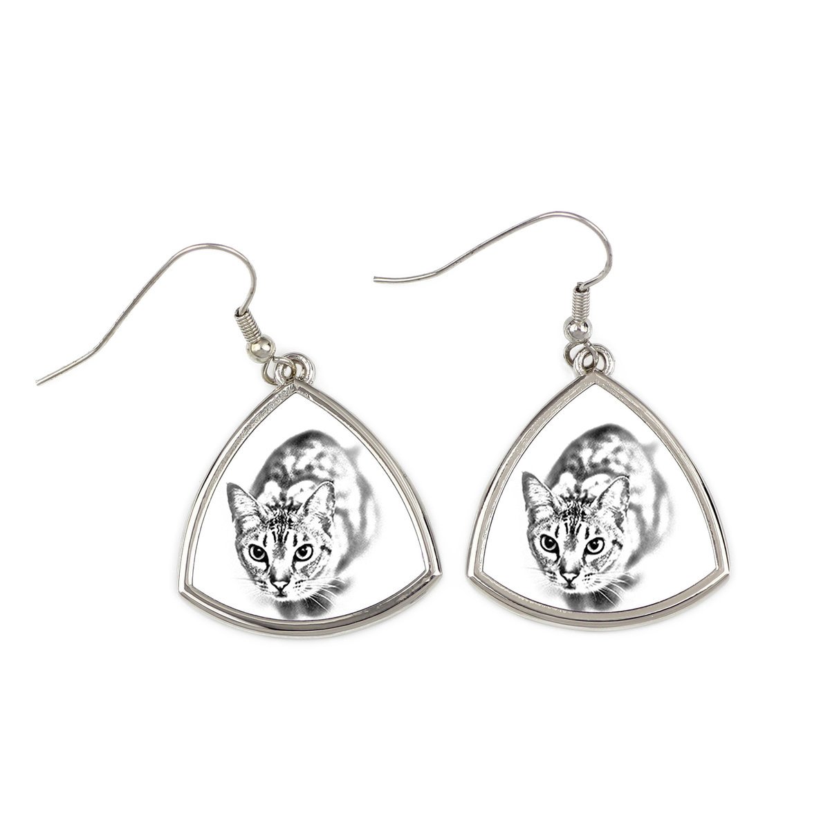 Ocicat - kolczyki z kotem, wiszące kolczyki ze zdjęciem, personalizowana biżuteria z nadrukiem marki Art-Dog