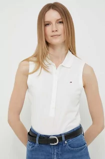 Koszulki sportowe damskie - Tommy Hilfiger top damski kolor biały - grafika 1
