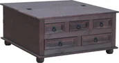 Ławy i stoliki kawowe - New Mexico stolik kawowy 5 szuflad 91x91 kolonial bejca/wosk. - miniaturka - grafika 1