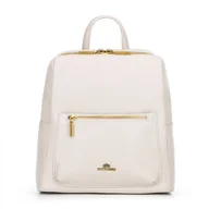 Torebki damskie - Damski plecak ze skóry naturalnej pudełkowy kremowy - miniaturka - grafika 1