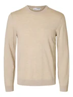 Dresy męskie - maglie uomo selected 16094647 tray merino crew oatmeal - miniaturka - grafika 1