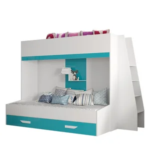 Abiks Łóżko piętrowe Antresola PARTY 17 biały + turkusowy - Łóżka dla dzieci i młodzieży Abiks Łóżko piętrowe Antresola PARTY 17 biały + turkusowy - Łóżka dla dzieci i młodzieży - miniaturka - grafika 1