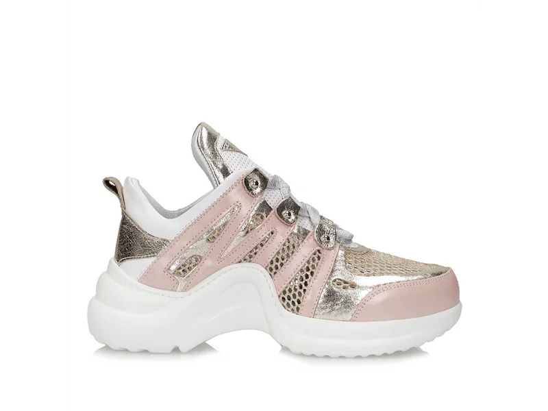 Sneakersy na platformie róż i złoto Toscanio LP 582 - 40