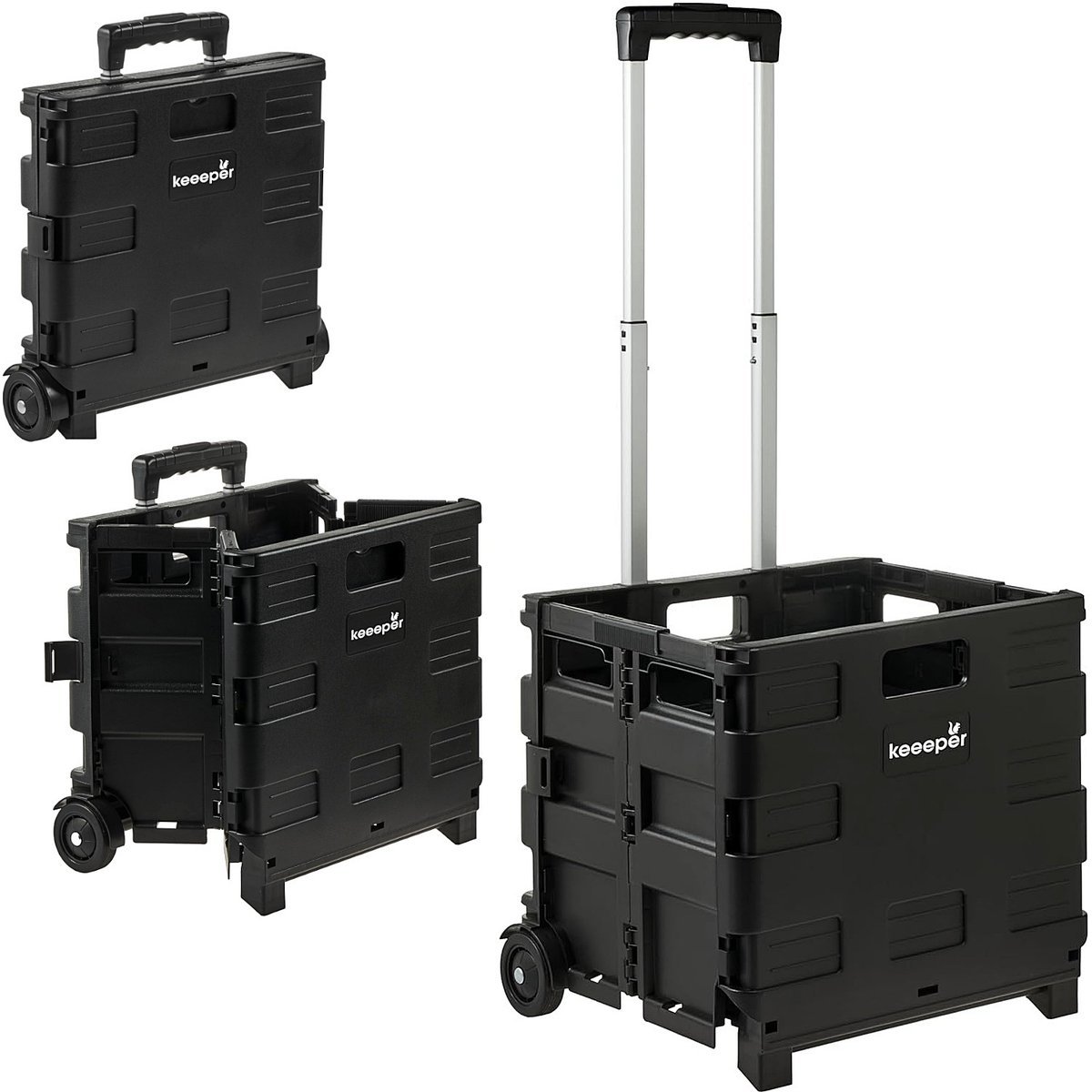 Składany wózek na zakupy 45L kosz transportowy z teleskopową rączką Keeeper