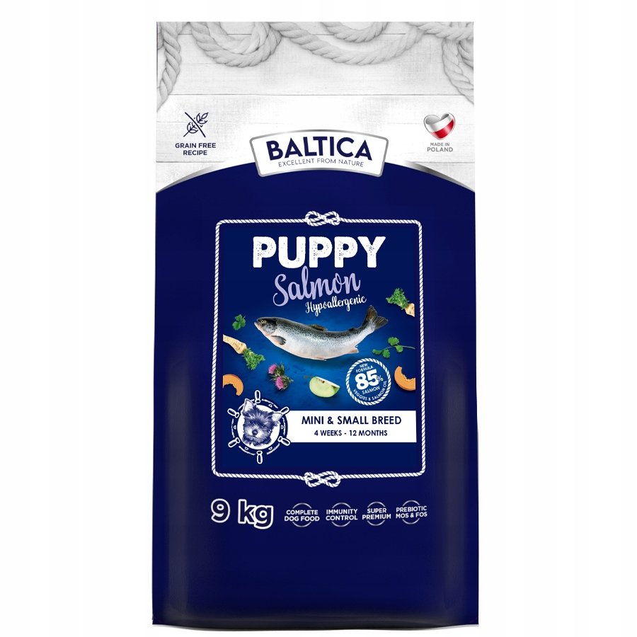 Baltica Puppy Salmon Hypoallergenic  z łososiem dla małych ras XS/S  9kg szczenięta