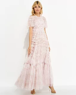 Sukienki - NEEDLE & THREAD Różowa sukienka maxi w kwiaty Valentine Gown rozmiar 14 - grafika 1