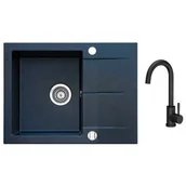 Zlewozmywaki z baterią - Zlewozmywak ICEBERG San ZZB1411ABB Onyx + bateria stojąca - miniaturka - grafika 1