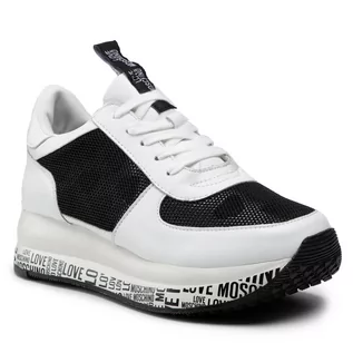 Sneakersy damskie - Love Moschino Sneakersy JA15384G1EIA810A Ne/Bian - grafika 1