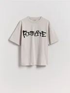 Koszulki dla chłopców - Reserved - T-shirt z nadrukiem Fortnite - jasnoszary - miniaturka - grafika 1