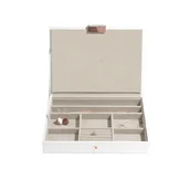 Pudełka i szkatułki - Pudełko na biżuterię z pokrywką pojedyncze (białe + różowe złoto) Classic Stackers - miniaturka - grafika 1