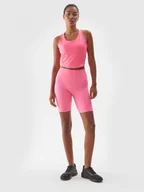 Spodnie sportowe damskie - Damskie legginsy krótkie treningowe 4F 4FWAW24TFSTF012  - różowe - miniaturka - grafika 1