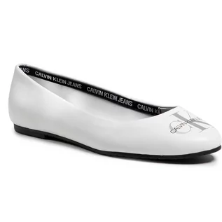 Baleriny - Calvin Klein Baleriny JEANS - Ballerinas Printed Lth YW0YW00039 Bright White YAF - grafika 1