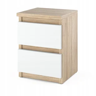 Szafka Nocna Dąb Sonoma Biała z 2 Szufladami 30 CM Stolik Nocny Nakastlik - Szafki nocne - miniaturka - grafika 1