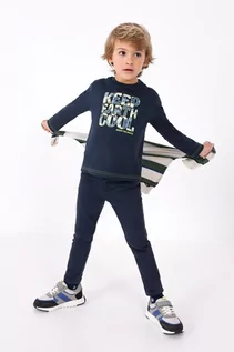 Bluzki dla chłopców - Granatowa bluzka chłopięca z nadrukiem  KEEP EARTH COOL # SAVE THE ARCTIC - grafika 1