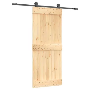 Drzwi przesuwne z osprzętem, 85x210 cm, lite drewno sosnowe Lumarko! - Drzwi wewnętrzne - miniaturka - grafika 3