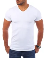 Koszulki męskie - Męska koszulka t-shirt v-neck - biała - Risardi - miniaturka - grafika 1