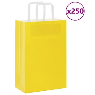 vidaXL Torby papierowe 250 szt. z uchwytami żółte 21x11x31 cm - Zestawy upominkowe - miniaturka - grafika 1