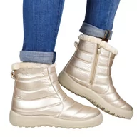 Śniegowce damskie - DAMSKIE ŚNIEGOWCE WODOODPORNE NISKIE NA ZAMEK NEWS 1467 BEŻOWE - miniaturka - grafika 1